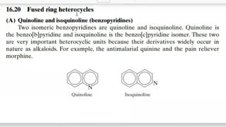 Heterocyclic Compounds part 6 المصدر للامتحان التقويمي  Fused ring  Quinoline [upl. by Wobniar]