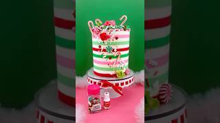 🍬 CANDY CANE STRIPE CAKE Tutorial How to Make Christmas Buttercream Peppermint Stripes shorts [upl. by Hannaoj]