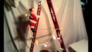 1994 Mr Christmas Stepping Santa Claus on Ladder Musical Animated Decoration [upl. by Atinuhs]