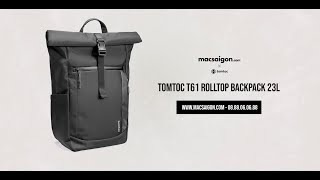 Tomtoc T61 Rolltop Backpack 23L Lên đến 16inch  Black [upl. by Everrs]