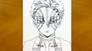 Anime sketch  How to draw Akaza from Demon Slayer  stepbystep  Kimetsu no Yaiba  Upper Moon 3 [upl. by Lael784]