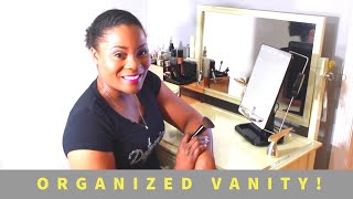 Organized Vanity Minimizing My Makeup Collection [upl. by Xerxes739]