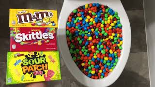 Will it Flush  MampMs Peanut MampMs Skittles Sour Patch Candy [upl. by Tamaru11]