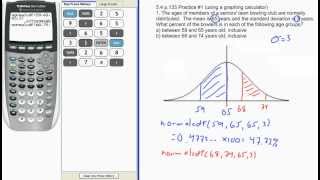 54 Using normalcdf to find area between values [upl. by Karol]