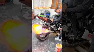 😱Diwali pr dhamaka zx10r kasuperbike zx10r kawasaki ninja loudexhaust diwali crackers bomb [upl. by Enywtna]