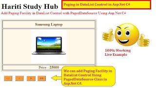 Add Paging in DataList Control with PagedDataSource Using AspNet C  Hindi  Free Online Classes [upl. by Lesko]