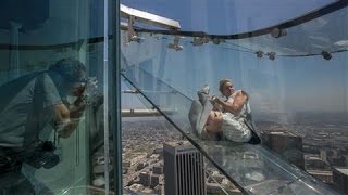 LA Skyscraper Offers Thrill Slide in the Sky [upl. by Ahsinej359]