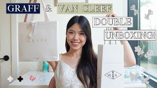 VAN CLEEF amp GRAFF DOUBLE UNBOXING  My first white gold pieces 🤍 Chalcedony amp diamond butterflies [upl. by Lietman]