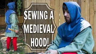 How to Sew a Medieval Mens Hood Last piece of the Carpenter Outfit [upl. by Josi584]