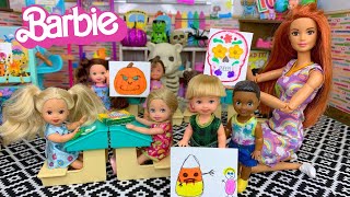 Barbie Doll School Art Class Halloween Projects [upl. by Ellata406]