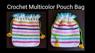 Crochet Multicolor Pouch bag crochetpouch [upl. by Akeinahs615]