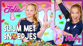 DIY SNOEP SLIJM MAKEN met JOLIE amp NICKY OMG [upl. by Reifinnej275]