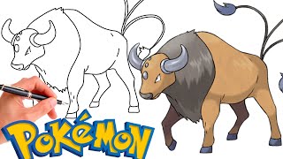 How To Draw TAUROS POKEMON 128  Generation 1 [upl. by Joo]