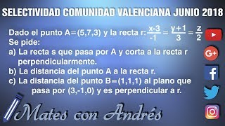 Examen selectividad Comunidad Valenciana Junio 2018 Matemáticas II Opción B2 Geometría [upl. by Eidlog]