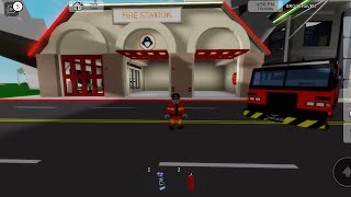 Playing Roblox Brookhaven FireFighter [upl. by Vories357]