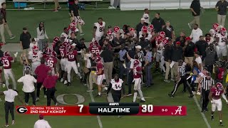 Georgia vs Alabama gets HEATED teams separated before halftime 👀  ESPN College Football [upl. by Cy]