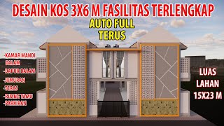 DESAIN KOS KOSAN 3X6 M DENGAN FASILITAS SUPER LENGKAP Pada Lahan 15x23 M [upl. by Motch523]