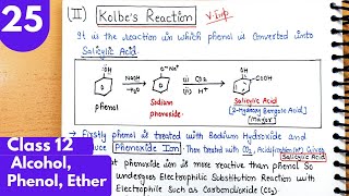 25 Kolbes reaction with mechanism salicylic acid from phenol Alcohol phenol ether class12 [upl. by Ainotahs]