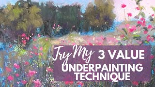 Try My EASY 3 Value Underpainting Method with Pastels  Painting Demo [upl. by Lyon488]