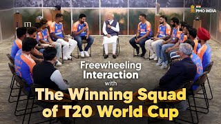 PM Narendra Modis freewheeling interaction with the winning squad of T20 World Cup 🏏 [upl. by Darrow995]