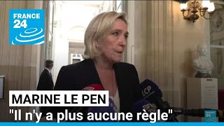 Marine Le Pen accuse lAssemblée nationale dêtre devenue quotune zone de nondroitquot • FRANCE 24 [upl. by Ardelia]