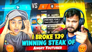 Yes Broke 139 Winning Streak 😱 Youtuber Vs Aditech [upl. by Euqininod]