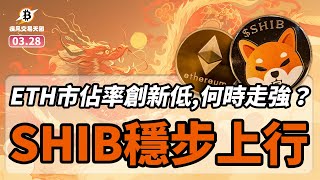 ETH市佔率創新低，何時走強？ SHIB穩步上行！！以太坊 行情分析  0328 疾風交易天團  btc eth gft coin bnb busd 數字貨幣 加密貨幣 [upl. by Esikram91]