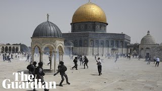 Palestinians and Israeli police clash at Jerusalems alAqsa mosque hours after Gaza truce [upl. by Schubert]