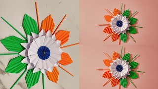 Independence day wall hanging craft  Tricolour wall decoration ideas  15th August special craft [upl. by Ytsanyd]