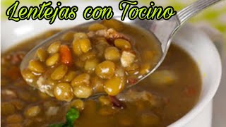 Deliciosas Lentejas con Tocino  Receta Fácil [upl. by Lleumas]