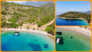 ΠΑΡΑΛΙΑ ΑΣΠΡΑ ΧΑΛΙΚΙΑ ΣΤA ΤΡΙΖΟΝΙΑ ΦΩΚΙΔΑ DRONE WHITE PEBBLES BEACH TRIZONIA ISLAND GREECE [upl. by Mariam275]