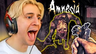 THIS GAME IS TERRIFYING  xQc Plays Amnesia The Bunker [upl. by Arrad]