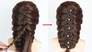 easy trick for bridesmaid hairstyle  beautiful hairstyle for wedding  unique hairstyle  hairstyle [upl. by Kipton]