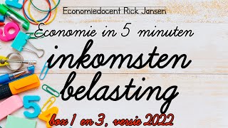 Economie in 5 minuten Inkomstenbelasting 2022 berekenen van Box 1 en Box 3 EXAMENTRAINING [upl. by Oruam283]