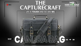 Capturecraft Black Leather Camera Bag By Handmade World  DSLR SLR Padded Bag [upl. by Ycnaffit872]