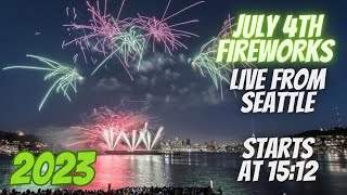 4th of July Live  Seattle FIREWORKS 2023 at 1512 in video  View from Eastlake Summer Fun [upl. by Cassey748]