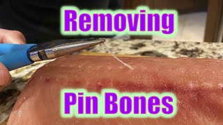 How to Remove Pin Bones from Salmon Fillet all fish markets use this method [upl. by Cahra]