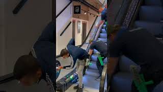 Window Cleaners Clever Way of Cleaning Escalators 🧽 🫧 [upl. by Nazarius]