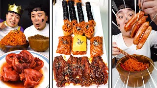 mukbang  Korean super spicy Noodle Challenge  Fire spicy foods Noodles Enoki Mushroom eating show [upl. by Rory280]