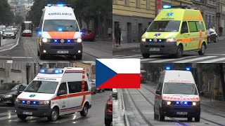 Awesome siren 4 Different VW T5 ambulances from Ambulance services urgent in Prague 1446 [upl. by Zaneta]