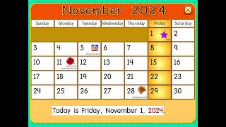 Starfall Make a Calendar November 2024 [upl. by Given439]