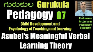 Asubel’s Meaningful Verbal LearningCognitive Subsumption TheoryKeshavaraoPsychologyPedagogy [upl. by Sallie332]