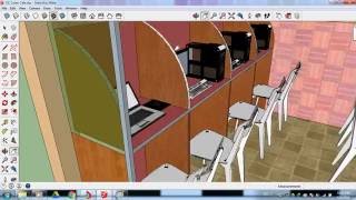 Small Cyber Cafe Design in Sketchup [upl. by Cibis874]