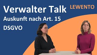 Verwalter Talk Auskunft nach Art 15 DSGVO [upl. by Nynnahs138]