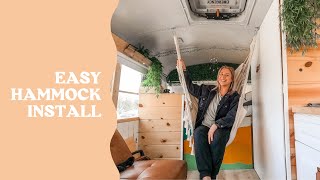 Easy Skoolie Hammock Install  Hammock in School Bus Conversion  Short Bus Build [upl. by Eelrebma192]