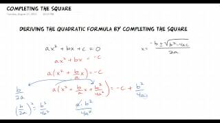 Deriving Quadratic Formula by Completing the Square [upl. by Monsour845]