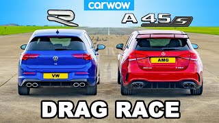 New VW Golf R vs AMG A45  DRAG RACE The Truth [upl. by Nevs]