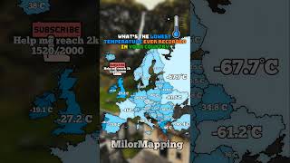 Whats the lowest temperature ever recorded in your country map europe mapping [upl. by Ayotnom]