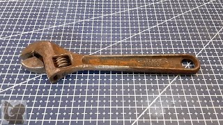 Rusted Old Diamond Adjustable Wrench Restored With DeoxC [upl. by Aihtnic212]