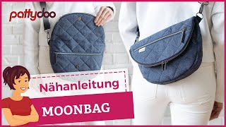 Die MUSST du nähen Raffinierte Moonbag Umhängetasche 🤩 Aufklappbar amp mit Reißverschlussfächern [upl. by Macguiness]